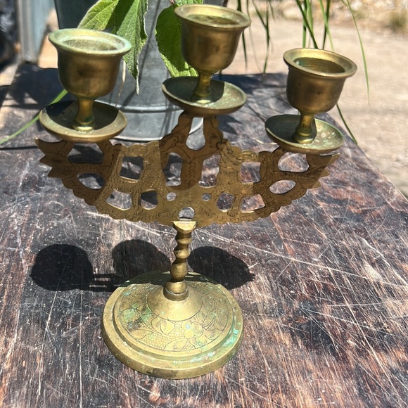 COPY - Brass Candelabra with etched Chinese dragons on both sides vintage MCM &… - Picture 4 of 7